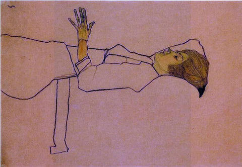 Egon Schiele Clothed Woman, Reclining - Hand Painted Oil Painting
