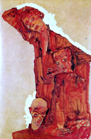  Egon Schiele Composition with Three Male Figures (also known as Self Portrait) - Hand Painted Oil Painting