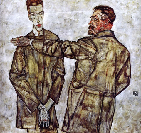 Egon Schiele Double Portrait (also known as Chief Inspector Heinrich Benesch and His Son Otto) - Hand Painted Oil Painting