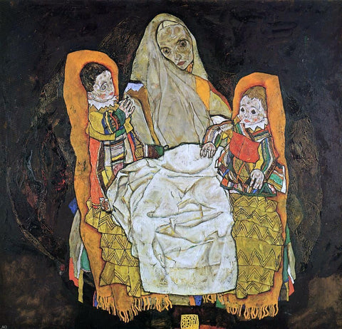  Egon Schiele Mother with Two Children - Hand Painted Oil Painting