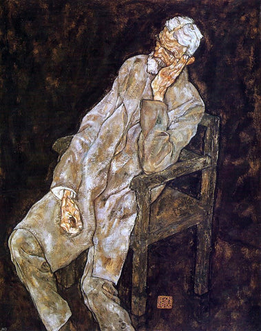  Egon Schiele Portrait of an Old Man (also known as Johann Harms) - Hand Painted Oil Painting