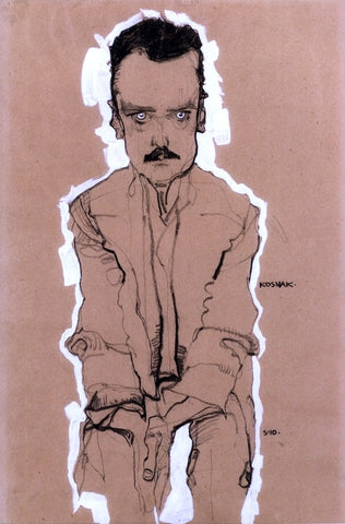  Egon Schiele Portrait of Eduard Kosmack, Frontal, with Clasped Hands - Hand Painted Oil Painting