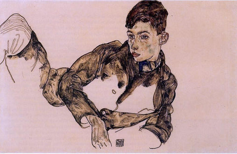  Egon Schiele Reclining Boy Leaning on His Elbow - Hand Painted Oil Painting