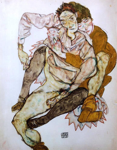  Egon Schiele Seated Couple (also known as Egon and Edith Schiele) - Hand Painted Oil Painting
