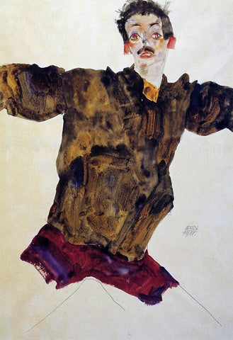  Egon Schiele Self Portrait with Outstretched Arms - Hand Painted Oil Painting
