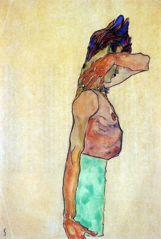  Egon Schiele Standing Male Nude - Hand Painted Oil Painting
