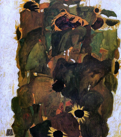  Egon Schiele Sunflowers - Hand Painted Oil Painting
