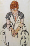  Egon Schiele The Artist's Sister-in-Law in a Striped Dress, Seated - Hand Painted Oil Painting