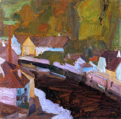  Egon Schiele Village by the River II - Hand Painted Oil Painting