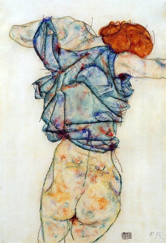  Egon Schiele Woman Undressing - Hand Painted Oil Painting