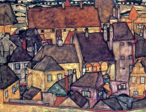  Egon Schiele Yellow City - Hand Painted Oil Painting