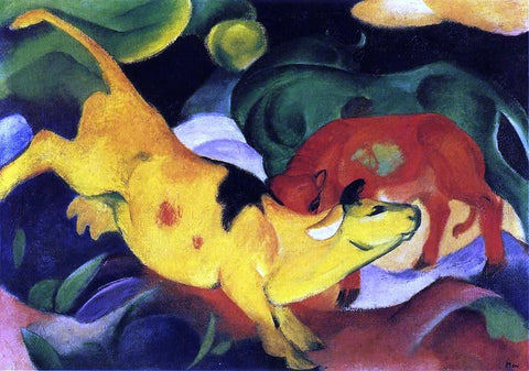  Franz Marc Cows, Yellow-Red-Green - Hand Painted Oil Painting