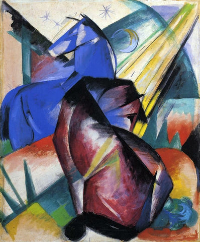  Franz Marc Two Horses, Red and Blue - Hand Painted Oil Painting
