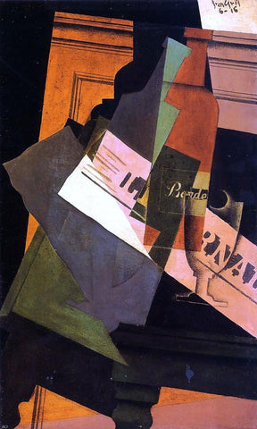  Juan Gris Bottle, Glass and Newspaper - Hand Painted Oil Painting