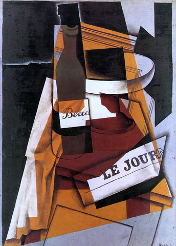  Juan Gris Bottle, Newspaper and Fruit Bowl - Hand Painted Oil Painting