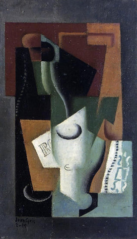  Juan Gris Glass and Bottle - Hand Painted Oil Painting