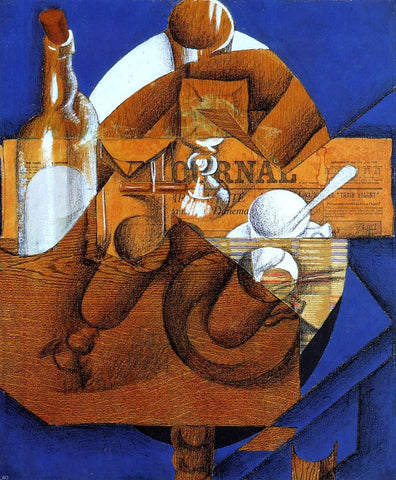  Juan Gris Glass, Cup and Bottle - Hand Painted Oil Painting
