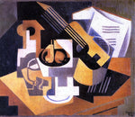  Juan Gris Guitar and Fruit Bowl on a Table - Hand Painted Oil Painting