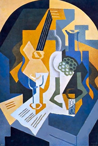  Juan Gris Still life with Fruit and Mandolin - Hand Painted Oil Painting