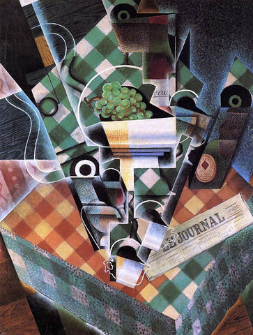  Juan Gris Still Life with Checked Tablecloth - Hand Painted Oil Painting