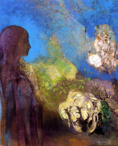  Odilon Redon Girl with Chrysanthemums - Hand Painted Oil Painting