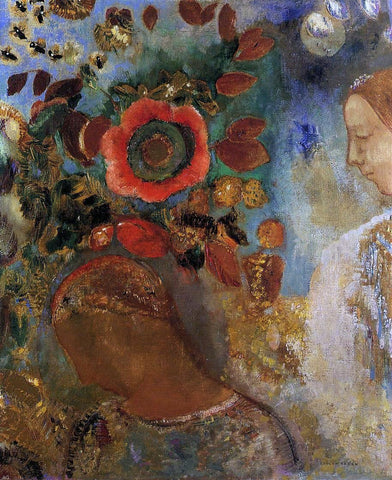  Odilon Redon Two Young Girls among the Flowers - Hand Painted Oil Painting