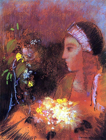  Odilon Redon Woman with Flowers - Hand Painted Oil Painting