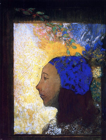  Odilon Redon Young Girl in a Blue Bonnet - Hand Painted Oil Painting