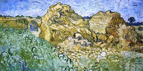  Vincent Van Gogh Field with Stacks of Wheat - Hand Painted Oil Painting