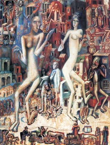  Pavel Filonov Man and Woman - Hand Painted Oil Painting