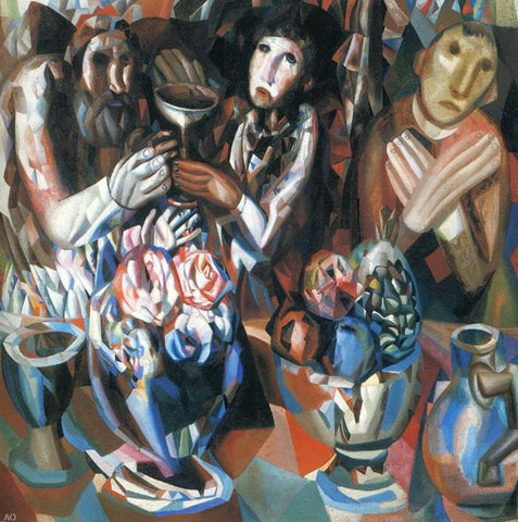  Pavel Filonov The Three at the Table - Hand Painted Oil Painting
