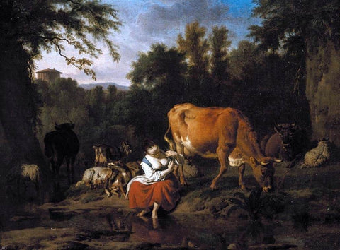  Adriaen Van de Velde A Classical Landscape - Hand Painted Oil Painting