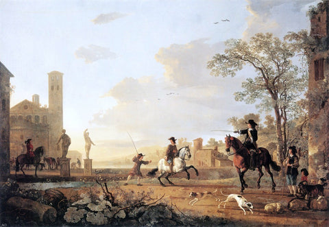  Aelbert Cuyp Landscape with Horse Trainers - Hand Painted Oil Painting