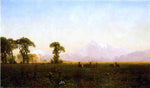  Albert Bierstadt Deer Grazing, Grand Tetons, Wyoming - Hand Painted Oil Painting