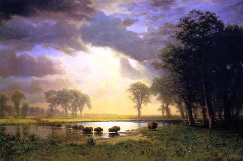  Albert Bierstadt The Buffalo Trail - Hand Painted Oil Painting
