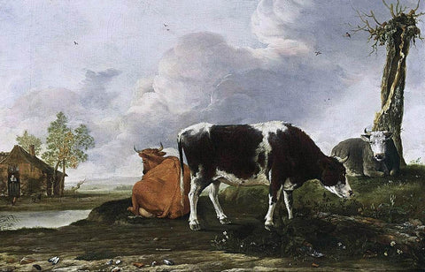  Anthonie Van Borssum A Landscape with Cows - Hand Painted Oil Painting