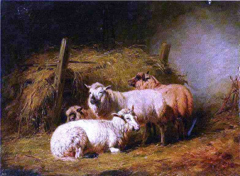  Arthur Fitzwilliam Tait Sheep in Shed - Hand Painted Oil Painting
