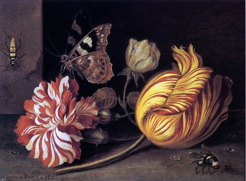  Balthasar Van der Ast Study of Flowers and Insects - Hand Painted Oil Painting