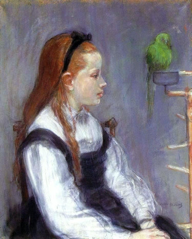  Berthe Morisot Young Girl with a Parrot - Hand Painted Oil Painting