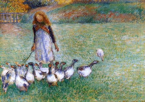  Camille Pissarro A Little Goose Girl - Hand Painted Oil Painting