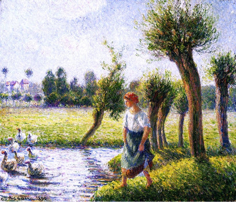  Camille Pissarro Peasant Woman Watching the Geese - Hand Painted Oil Painting