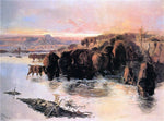  Charles Marion Russell The Buffalo Herd - Hand Painted Oil Painting