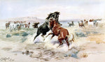  Charles Marion Russell The Challange, #2 - Hand Painted Oil Painting