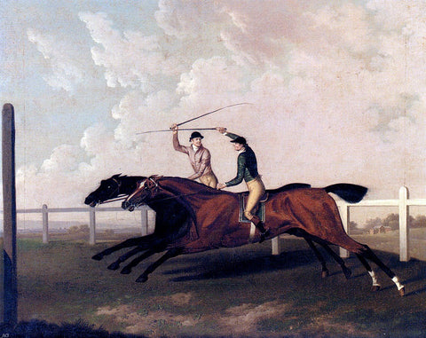  Charles Towne The Match Race At Epsom Between Little Driver And Aaron, May 16, 1754 - Hand Painted Oil Painting