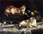  Charles Van den Eycken The Three Kittens - Hand Painted Oil Painting