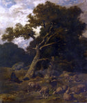  Charles Emile Jacque Shepherd and his Sheep in Fontaineblelau Forest - Hand Painted Oil Painting