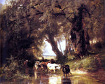  Christian Friedrich Mali Cattle Watering - Hand Painted Oil Painting