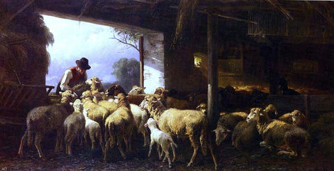  Christian Friedrich Mali Feeding The Sheep - Hand Painted Oil Painting