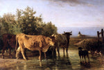  Constant Troyon The Ford - Hand Painted Oil Painting