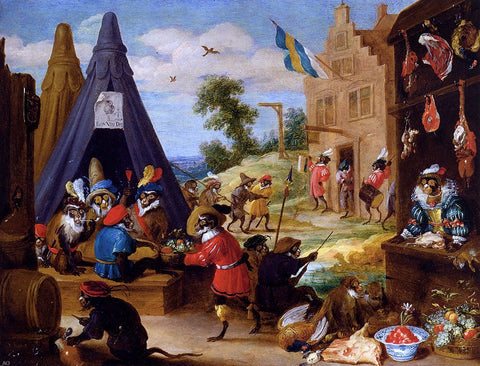  The Younger David Teniers A Festival Of Monkeys - Hand Painted Oil Painting